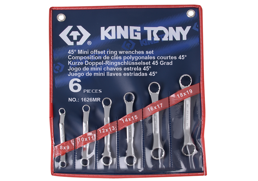 1626MR-1.png 6PC Mini 45° Degree Offset Ring Wrench Set - Image 1